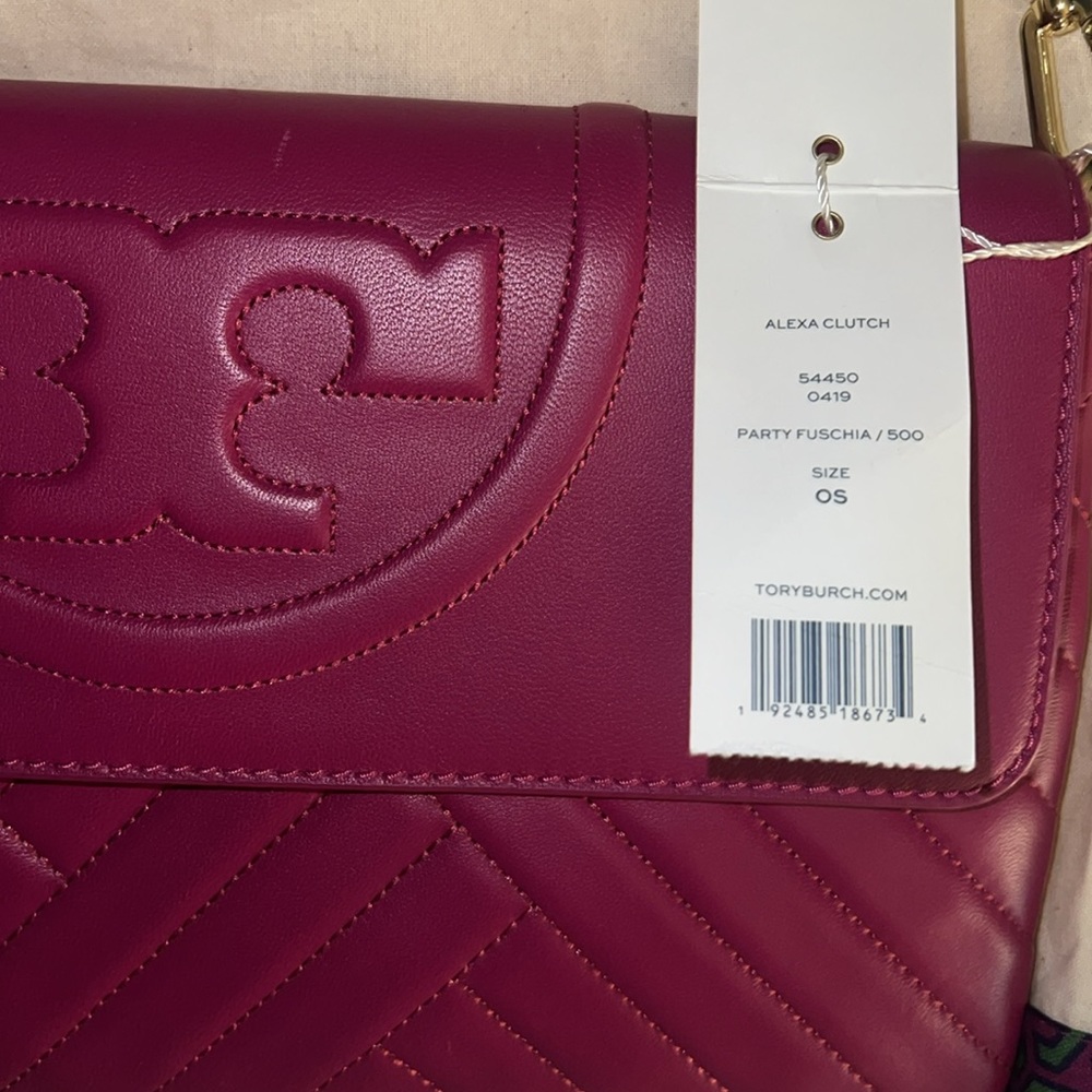 NWT Tory Burch Alexa Convertible Clutch in  Party Fuchsia 🩷 - Picture 5 of 16